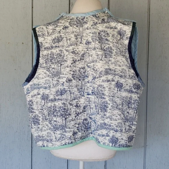 Vintage Vest Floral Flower Trees Mountains River Lake - Picture 6 of 16